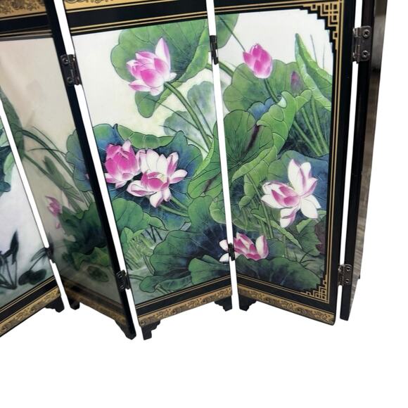 Asian Tabletop Screen, Water Lotus, He Tang Qing Qu / Fun in the Lotus Pond - Picture 6 of 10